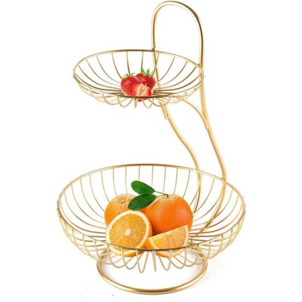 Crafts Stainless Steel 2 -Tier Countertop Fruit & Vegetable Basket And Organizer For Dining Table Kitchen Pan Snack Storage Bowl