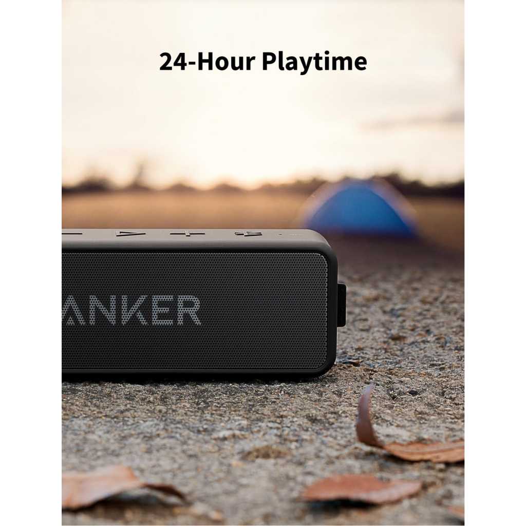 Anker Soundcore 2 Portable Bluetooth Speaker with 12W Stereo Sound, Bluetooth 5, Bassup, IPX7 Waterproof, 24-Hour Playtime, Wireless Stereo Pairing, Speaker for Home, Outdoors, Travel