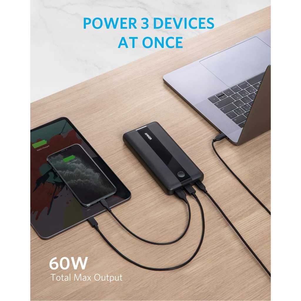 Anker Portable Laptop Power Bank, PowerCore III Elite 19200 60W Power Bank Bundle with 65W PD Wall Charger for USB C MacBook Air/Pro/Dell XPS, iPad Pro, iPhone, HP, Lenovo 12/11/mini/Pro and More