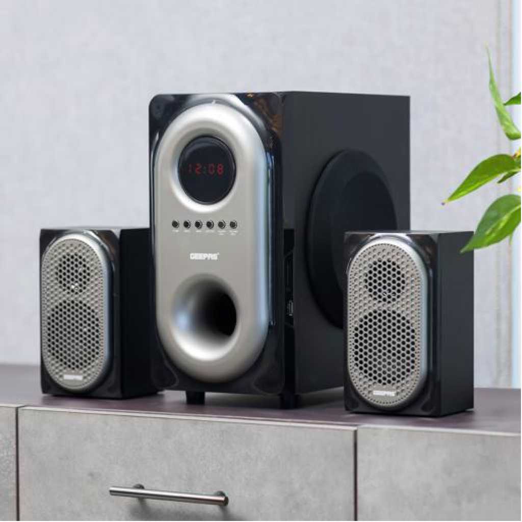 Geepas GMS7493N 2-in-1 CH Multimedia Speaker, Remote Control | Powerful 5.25" Sub-Woofer | USB, Bluetooth & Multiple Device Inputs | Surround Sound Effect Super Bass