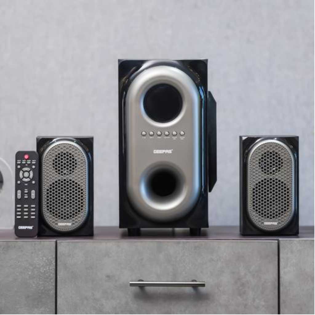 Geepas GMS7493N 2-in-1 CH Multimedia Speaker, Remote Control | Powerful 5.25" Sub-Woofer | USB, Bluetooth & Multiple Device Inputs | Surround Sound Effect Super Bass
