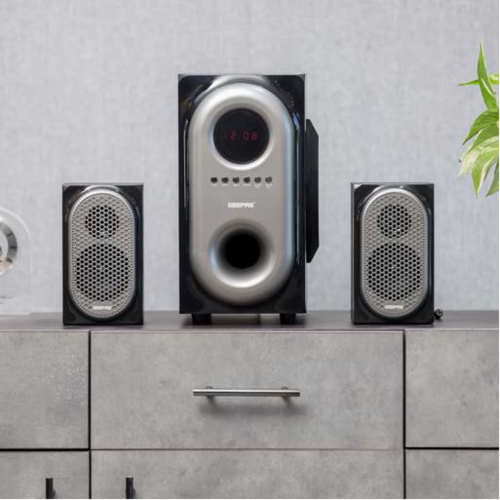 Geepas GMS7493N 2-in-1 CH Multimedia Speaker, Remote Control | Powerful 5.25" Sub-Woofer | USB, Bluetooth & Multiple Device Inputs | Surround Sound Effect Super Bass