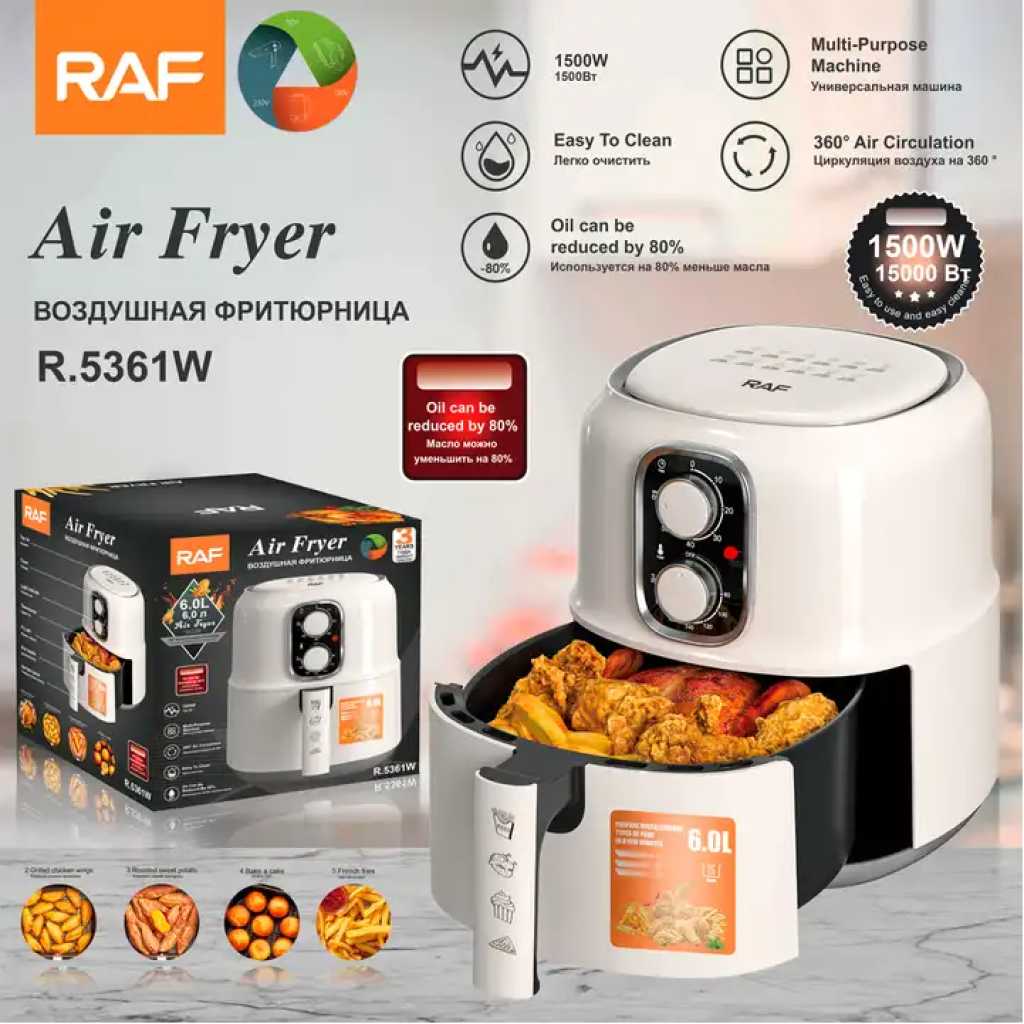 RAF 6L Air Fryer, Steam Hot Air Cooker Fryer Oil Free Smart Air Fryer R5361