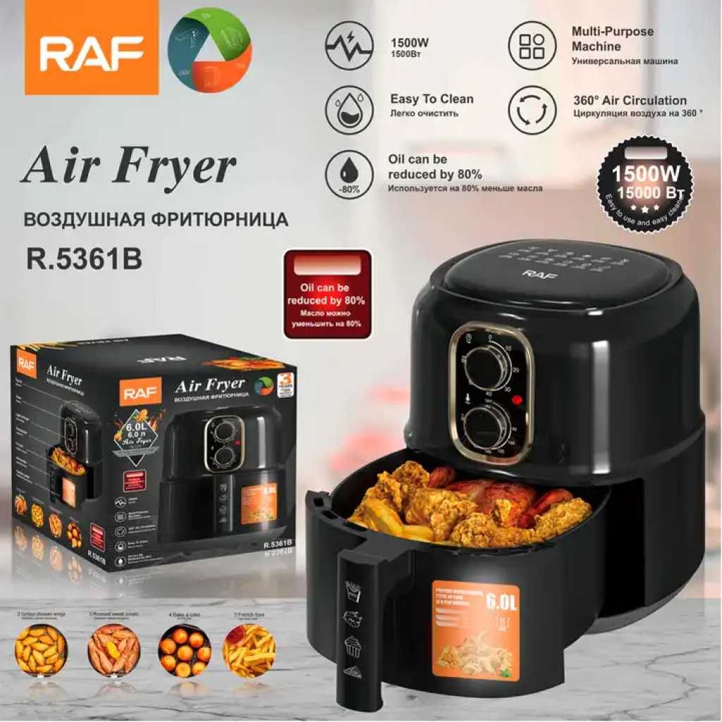 RAF 6L Air Fryer, Steam Hot Air Cooker Fryer Oil Free Smart Air Fryer R5361