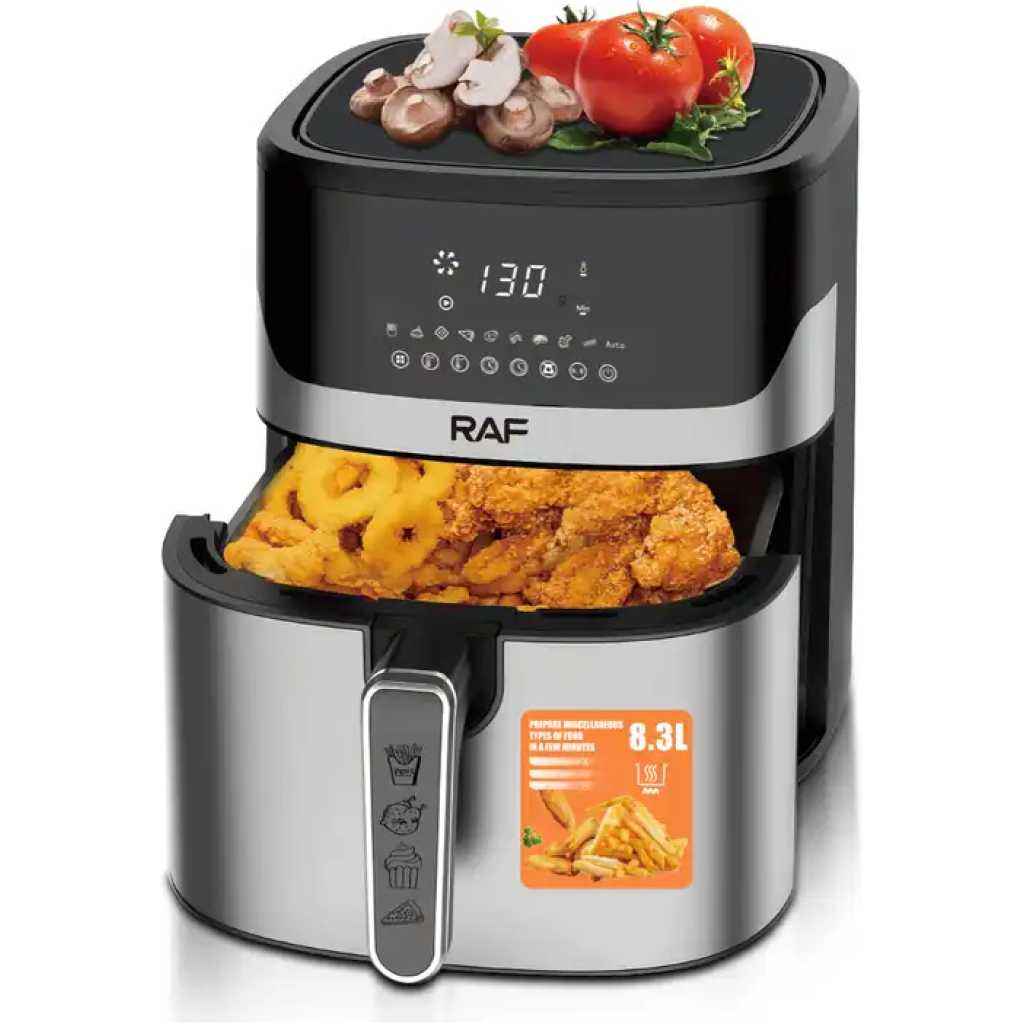 RAF 8L Oven Smart Fryer Oil Free Electric Digital Air Fryers With Weight Scale R5375 - Black