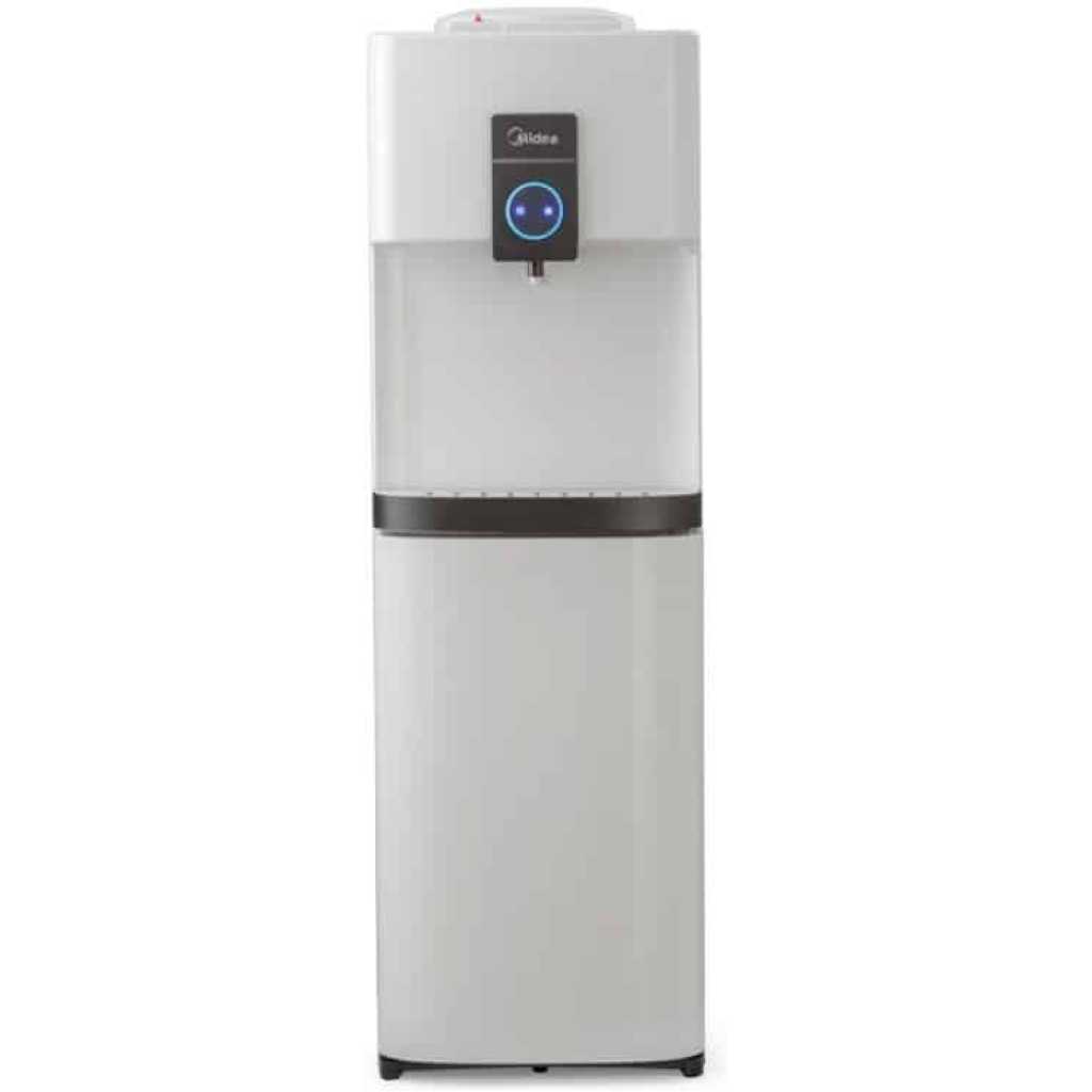 Midea Water Dispenser YL2037S-W; (Hot, Cold, Normal) Free Standing Top Loading Water Dispenser With Refrigerator, Child Safety Lock - White