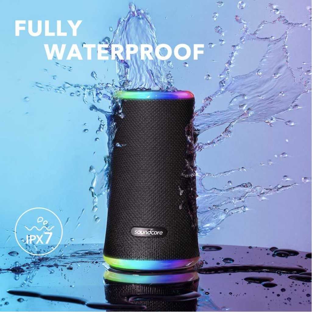 Anker Soundcore Flare 2 Bluetooth Speaker with 360° Sound, PartyCast Technology, Adjustable EQ, 12 Hour Playtime, IPX7 Waterproof Wireless Speaker for Outdoor, Beach, Backyard Party