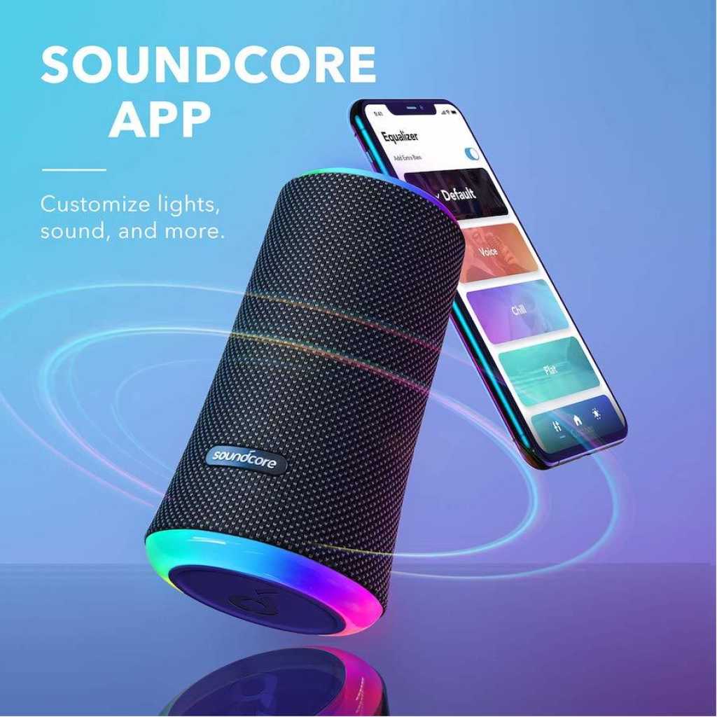 Anker Soundcore Flare 2 Bluetooth Speaker with 360° Sound, PartyCast Technology, Adjustable EQ, 12 Hour Playtime, IPX7 Waterproof Wireless Speaker for Outdoor, Beach, Backyard Party