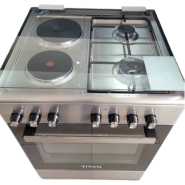 Titan Free Standing Cooker, 60x60cm, 2 Gas Burners + 2 Electric Plates, Electric Oven & Grill - TN-FC6220XBS - Silver