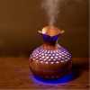 Portable Humidifier, 7 Colour LED Night Light, USB Wood Grain Ultrasonic Mist Air Humidifier Aroma Diffuser - Brown