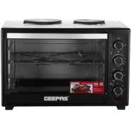 Geepas 60L GO4452 Electric Oven With Rotisserie And Convection, 2 Hot Plates - Black