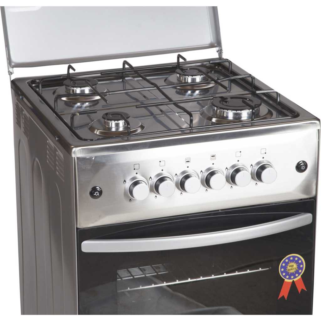 BlueFlame Full Gas Cooker S5040GR-I 50x55cm, Gas Oven & Grill, Auto Ignition, Rotisserie, Stainless Steel Body - Inox