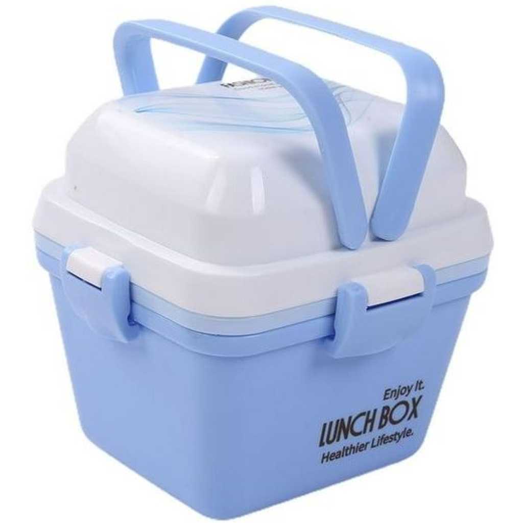 Storage Lunch Box with Hidden Handle Four-sided Buckle Mobile Phone Holder Plastic Bento Box Three Separation Food Warmer Container Box