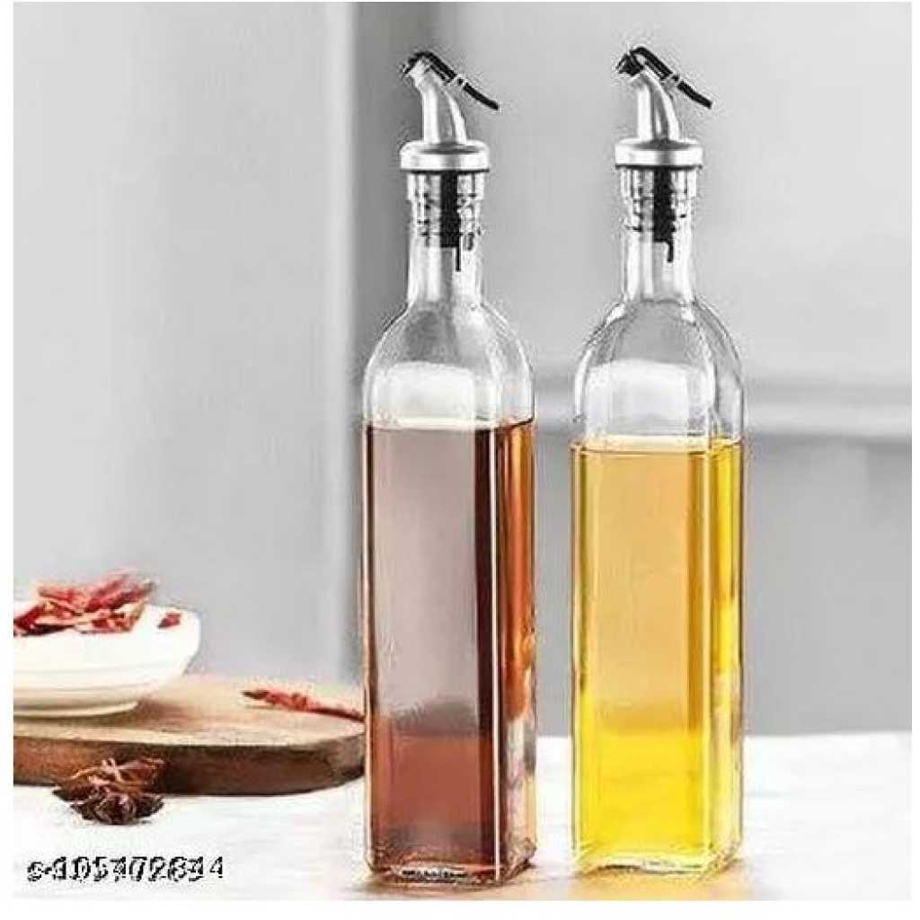 2 Pieces Of Glass Oil Dispenser Bottle 500 ml for Kitchen, Vinegar Olive Oil Dispenser Oil Bottle for Cooking, Clear Glass Oil Storage Bottle Transparent Pourers