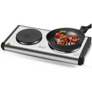 RAF Double Cooking Heater Electric Stove Cooking Hot Plate Electric Cook 2500w- Silver