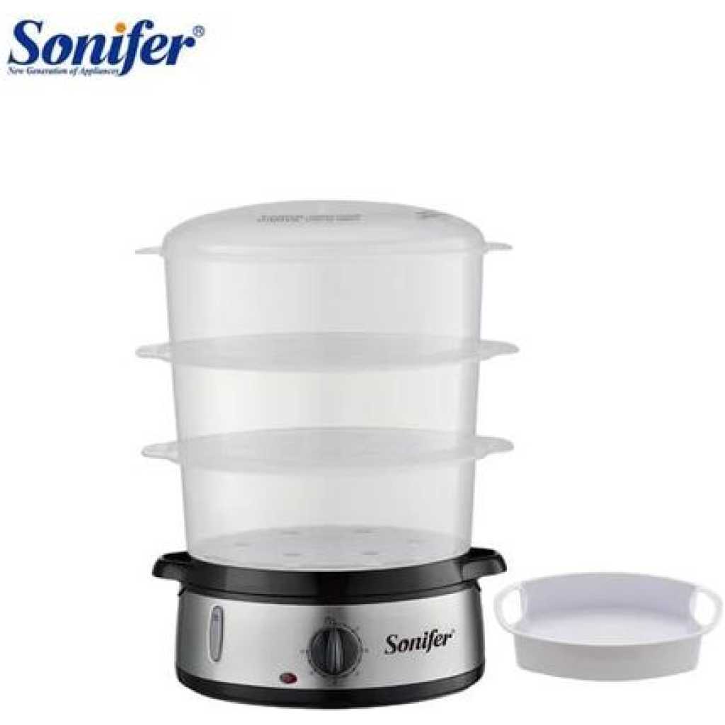 Sonifer Electric Food Steamer for Cooking, 3 Tiers Vegetable Steamer, 800W Fast Simultaneous Cooking, 60-Minute Timer, Veggies Steamer, Ideal for Fish Seafood Rice, BPA-Free Baskets- Multicolor