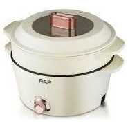 RAF 7 Plus 5 Litres Multipurpose Non-Stick Electric Hot Pot Stew Steamer Saucepan Frying Pan Cooker - Cream