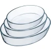 3 Pieces Of Glass Baking Dishes Set Casserole Oval Baking Bowl Pan Clear Bakeware Set, Pans for Cake Dinner, Kitchen Serveware Bakeware- Clear