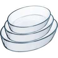 3 Pieces Of Glass Baking Dishes Set Casserole Oval Baking Bowl Pan Clear Bakeware Set, Pans for Cake Dinner, Kitchen Serveware Bakeware- Clear