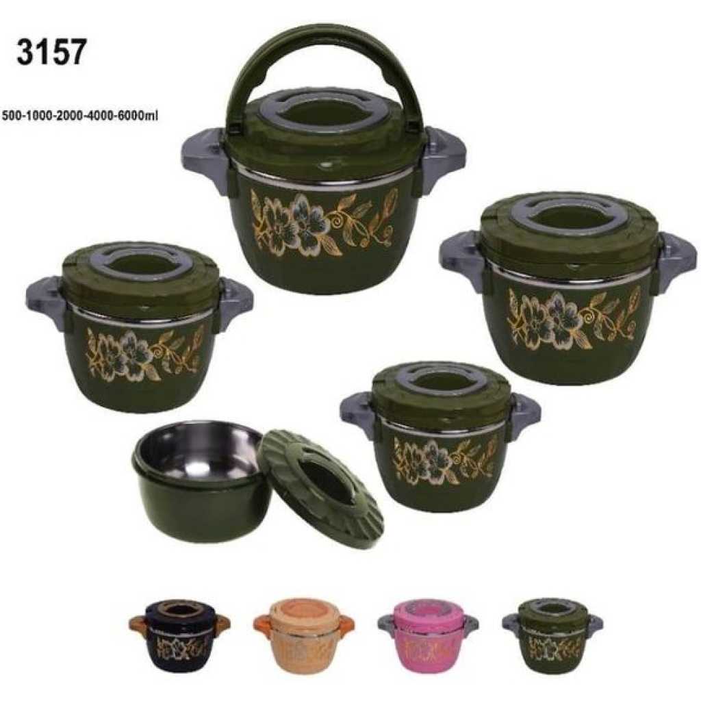 5pc Hot Pot Set Round Heat Insulated Food warmer Storage Casserole Serving Dish