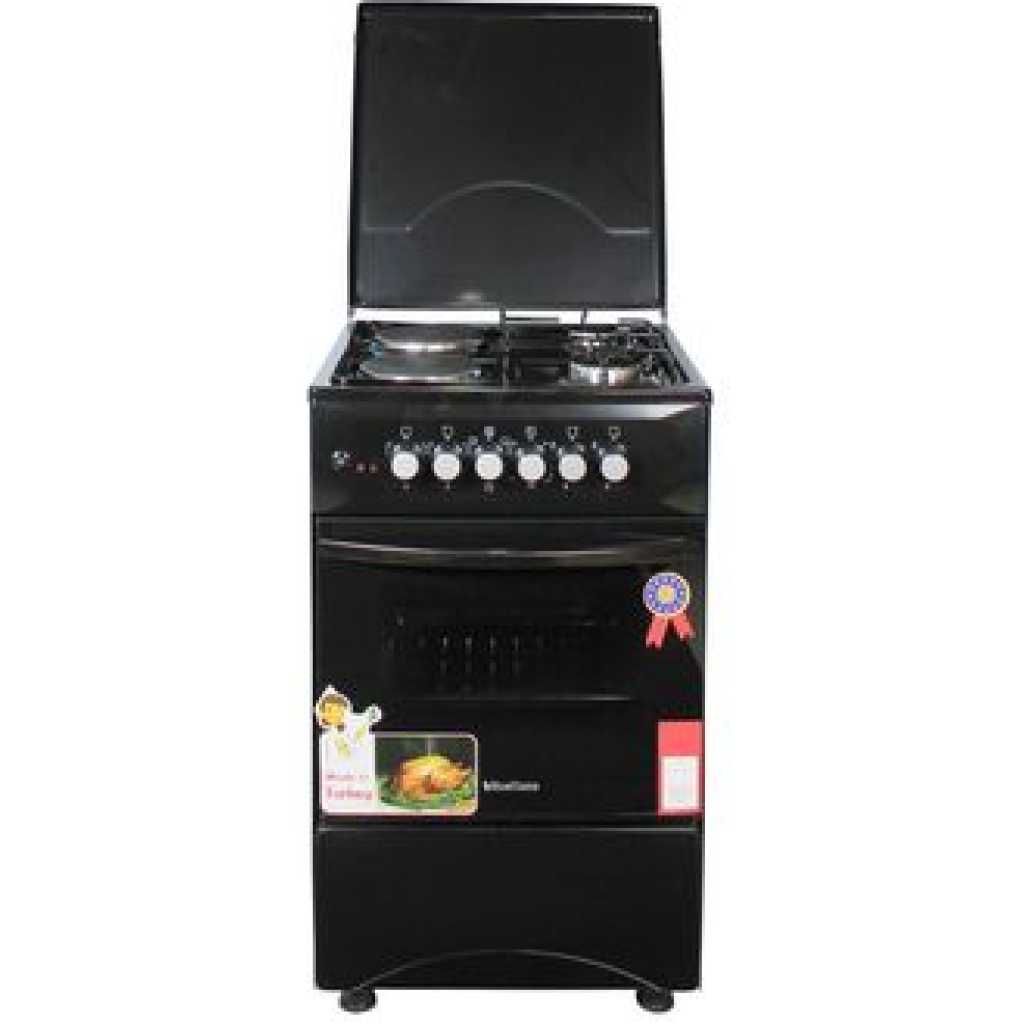 Blueflame 50x50cm 2 Electric Plates And 2 Gas Burners With Electric Oven -Black