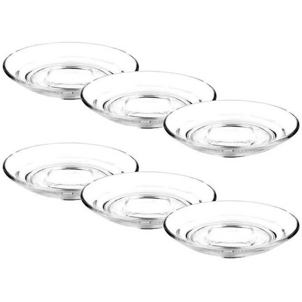 6 Pieces Of Clear Glass Saucers Round Decorative Plates Without Cups For Serving Tea Coffee Snacks