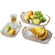 3 Pieces Of Rectangle Food Tray Fruit Tea Table Serving Tray Home Desktop Storage Organizer for Hotel Storage Platters