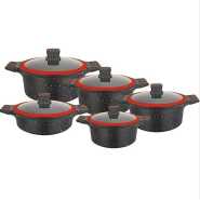 10 Pcs Set UCC Life Heavy Granite Pots Cookware Set Non Stick Saucepans- Black