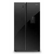 Hisense 670 - Litres Side-by-side Refrigerator with Dispenser H670SMIA-WD, Auto Defrost, Total No Frost - Glass Black