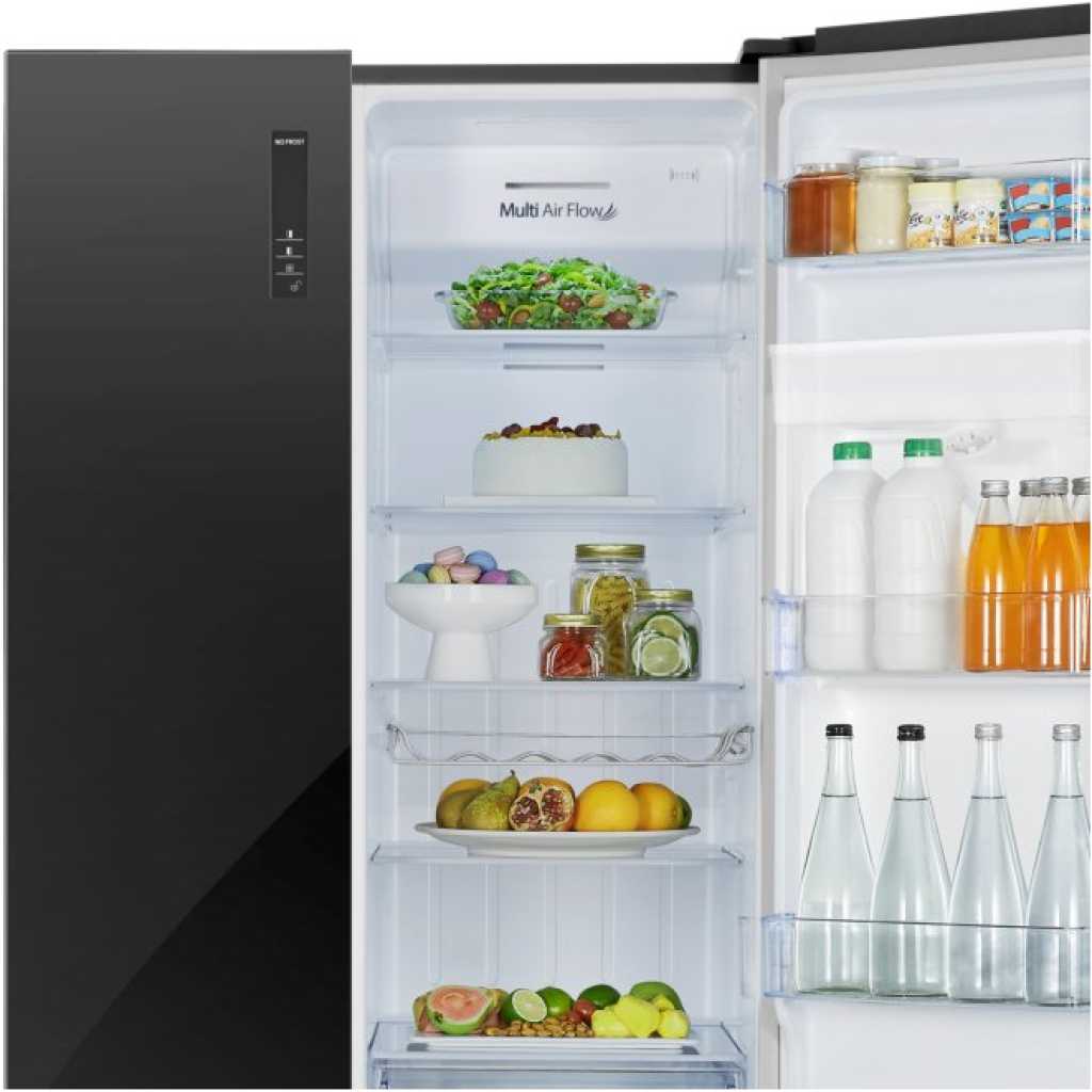 Hisense 670 - Litres Side-by-side Refrigerator with Dispenser H670SMIA-WD, Auto Defrost, Total No Frost - Glass Black