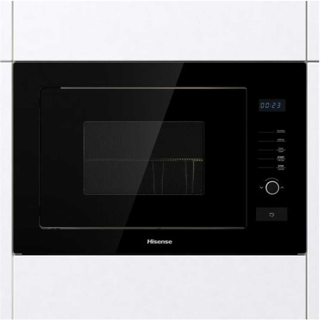 Hisense 25 - Litres Built-In Solo Microwave Oven B25MOBX7; 900W, Grill, Digital Display, Satety Switch, Defrost, Auto Programmes, Inox Interior - Black