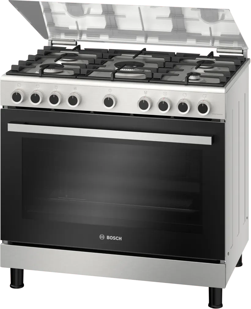 Bosch 90cm Freestanding Cooker; 5 Gas Burners, Gas Oven & Grill