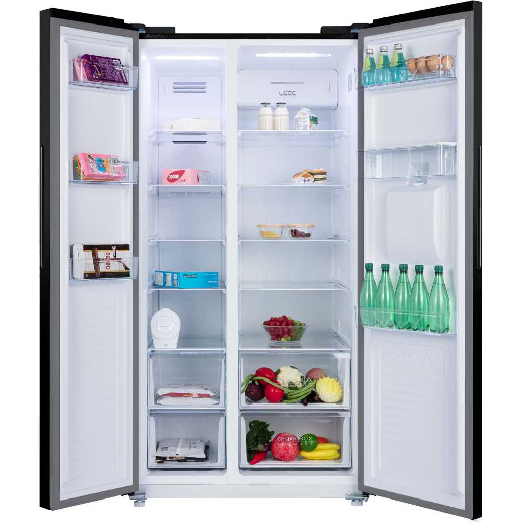 CHiQ 680L CSS680NPIK3 Side-By-Side Fridge, Inverter and No Frost Technology, Water Dispenser, LED Display (Black)