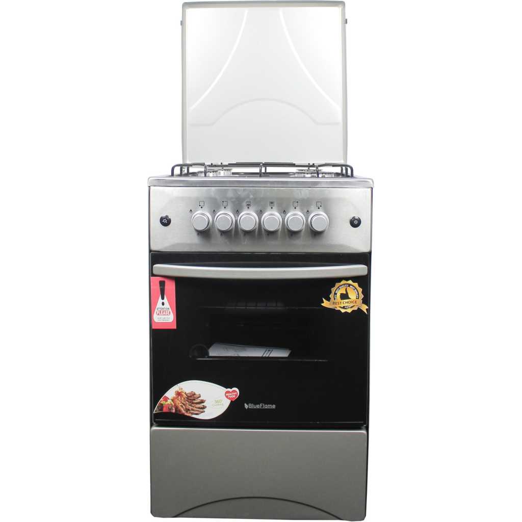 BlueFlame Full Gas Cooker S5040GR-I 50x55cm, Gas Oven & Grill, Auto Ignition, Rotisserie, Stainless Steel Body - Inox