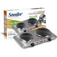 Sonifer Double Electric Hot Plate Cooking Stove Cooker- Silver