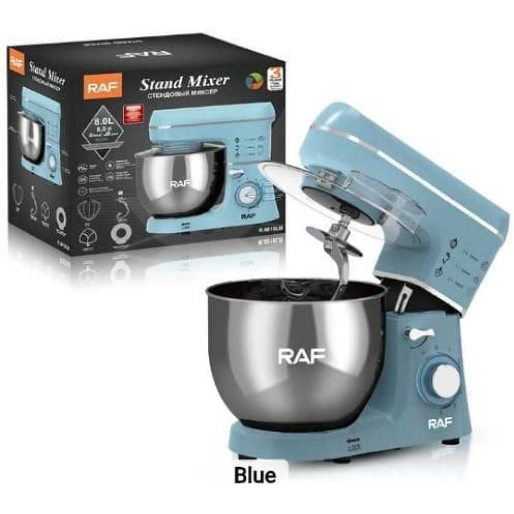 RAF 6-Speed Kitchen 8L Electric Food Stand Mixer Kneading Bread Dough Mixer- Multicolor