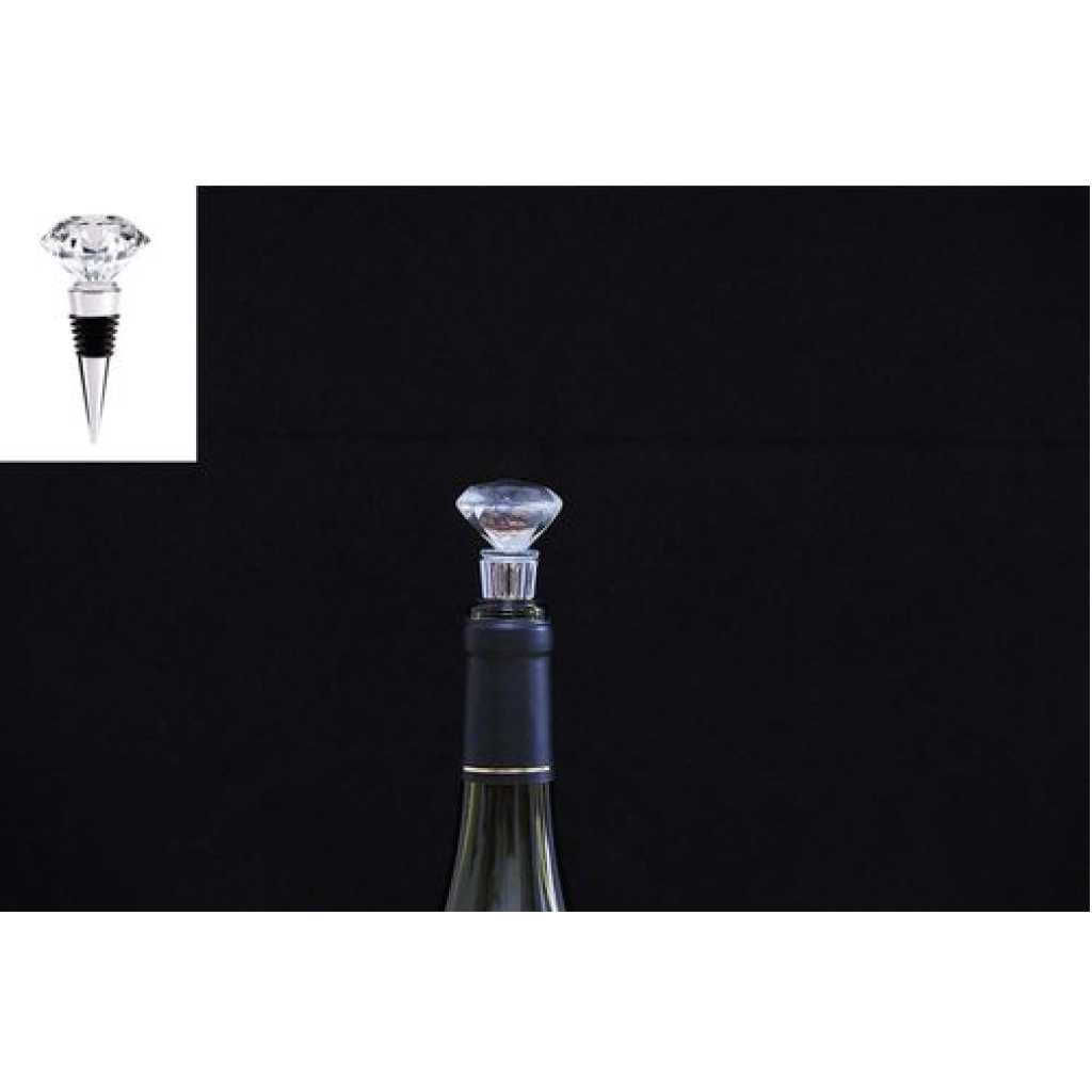 1 Piece Of Practical Diamond Crystal Decorative Stainless Steel Champagne Stopper Sparkling Wine Bottle Plug Sea Reusable Diamond Plug Beverage Wine Corks Wine Decorative Stopper Kits for Parties Wedding- Silver