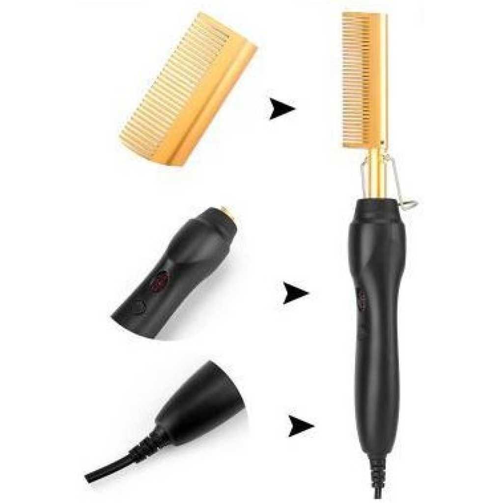 Electric Hot Comb Hair Straightener, High Heat Adjustable Temperature Iron Comb Straightening or Curly Hair - Pressing Combs for Natural Black Hair African American Hair & Wigs