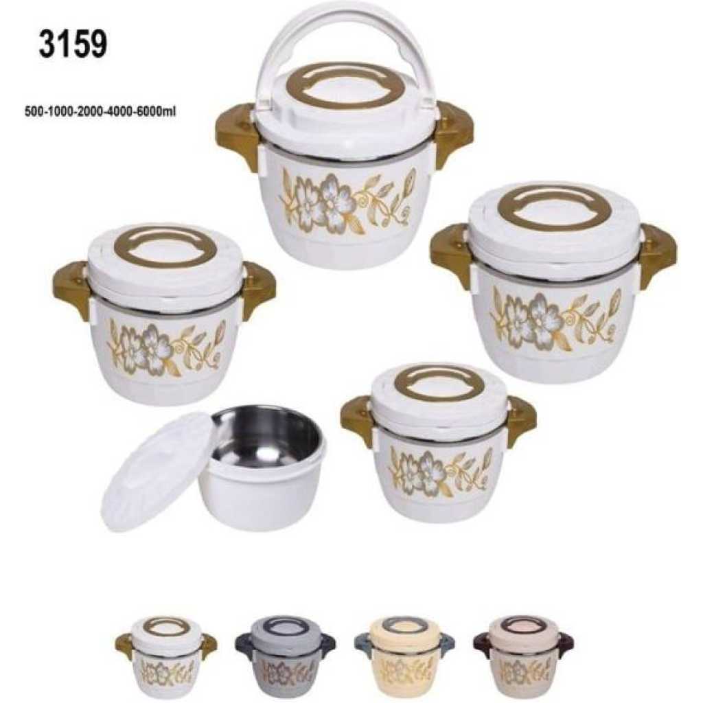 5pc Hot Pot Set Round Heat Insulated Food warmer Storage Casserole Serving Dish