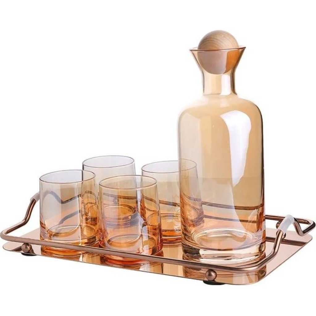 Glass Carafe Water Pitcher with Wood Lid, Kettle, Drinking Cup, Tea Pot, Juice Jug, Household Drinkware