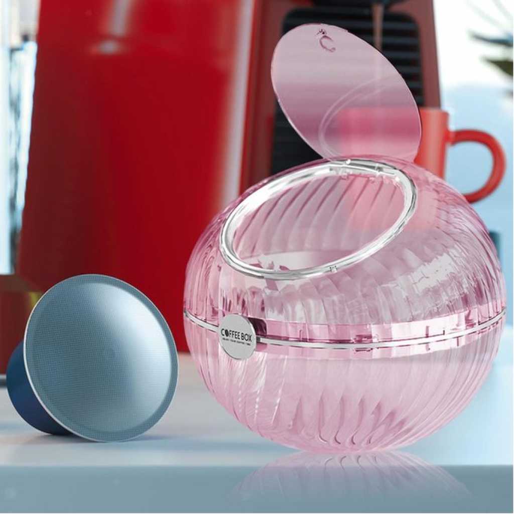 Transparent Spherical Coffee Capsule Holder Tabletop Storage Box Decorative Jar Organizer Candy Snack Pot With Lid For Sweeteners Sugar Packets Creamer