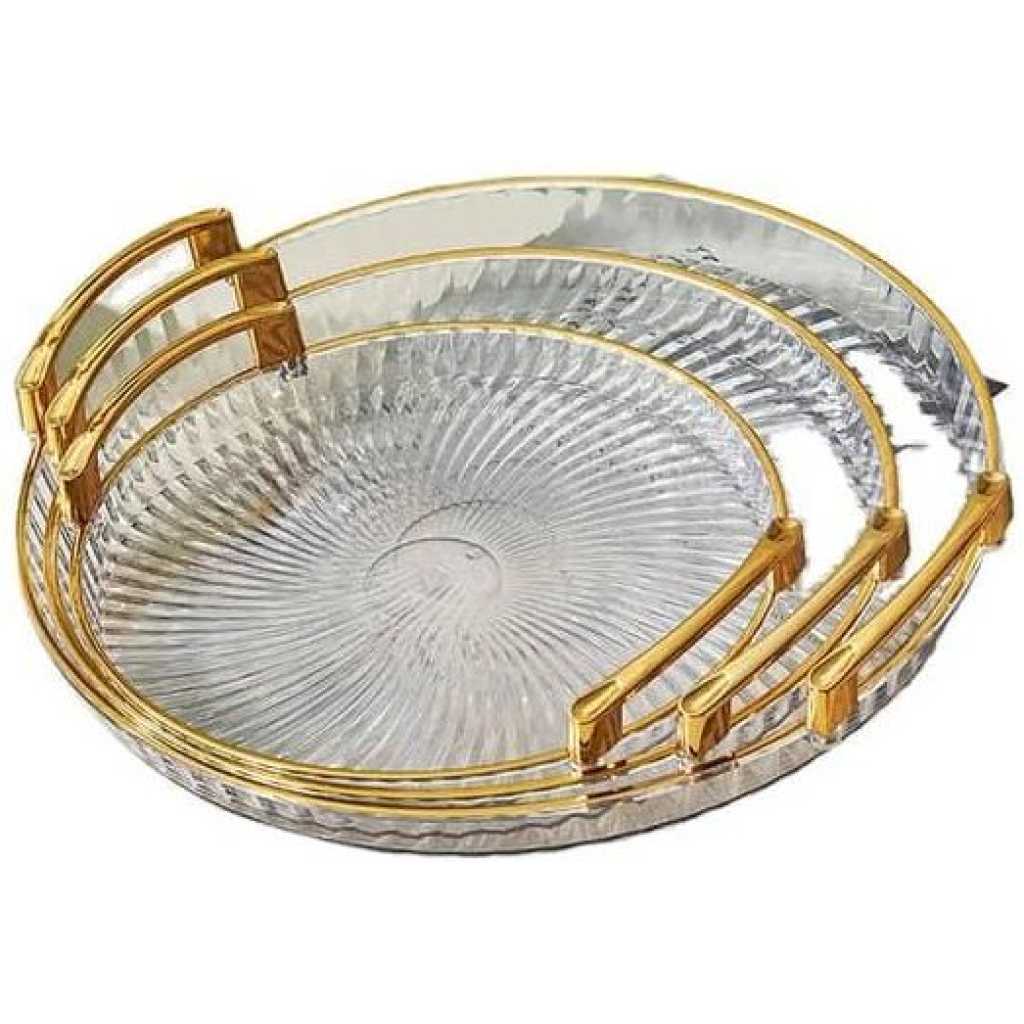 3 Pieces Of Round Food Tray Fruit Tea Table Serving Tray Home Desktop Storage Organizer for Hotel Storage Platters