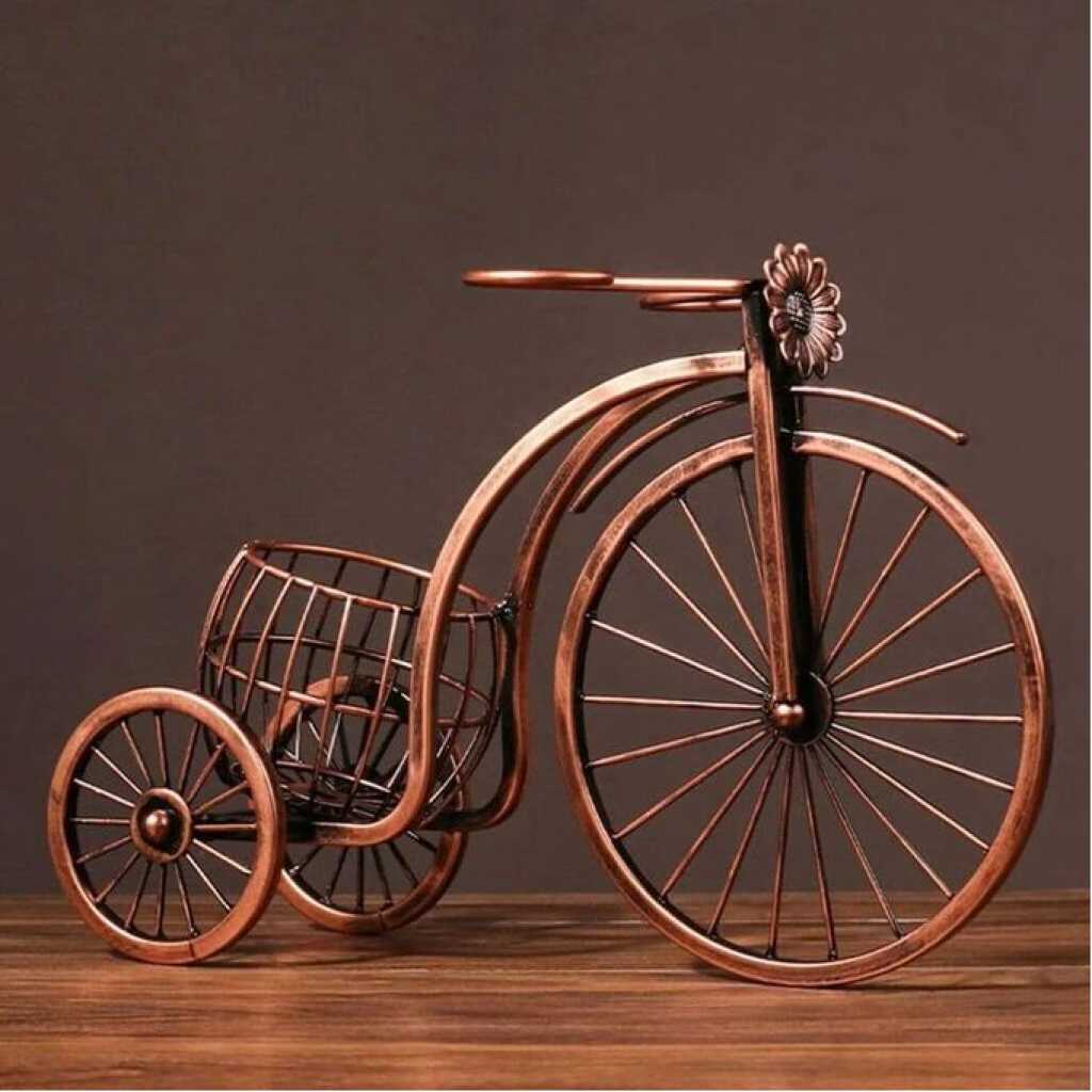 Vintage Metal Bicycle Wine Rack Holder Stand Free Standing Small Tabletop Bottle Holder Water and Wine Bottle Holder for Home Kitchen Dining Room