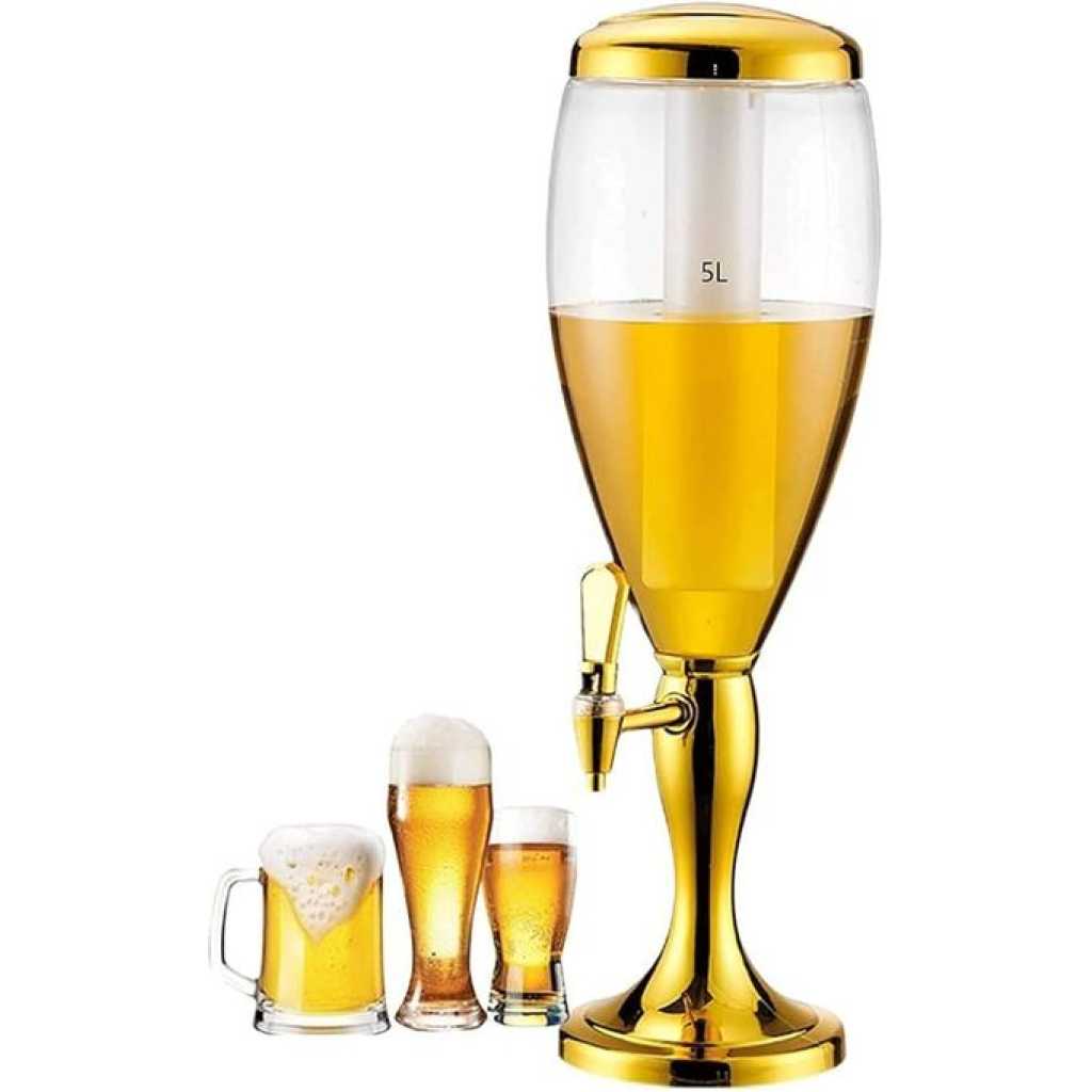 3L Beer Tower Dispenser, Tabletop Beer Tower with LED Lights,Tap And Removable Freeze Ice Tube, Durable Beverage Tower Dispenser Perfect for Party Home Bar Family Buffet Restaurant