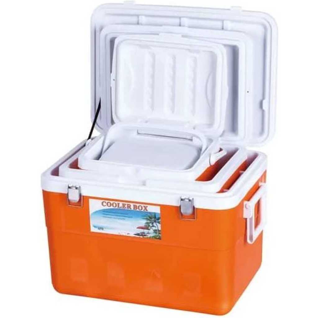 4 Set Of 5L 13L 27L 45L Plastic Cooler Box, Outdoor Waterproof Insulated Ice Cooler Box Lunch Box For Camping Picnic Beach Car Cans Fish Barbecues Food- Multicolor