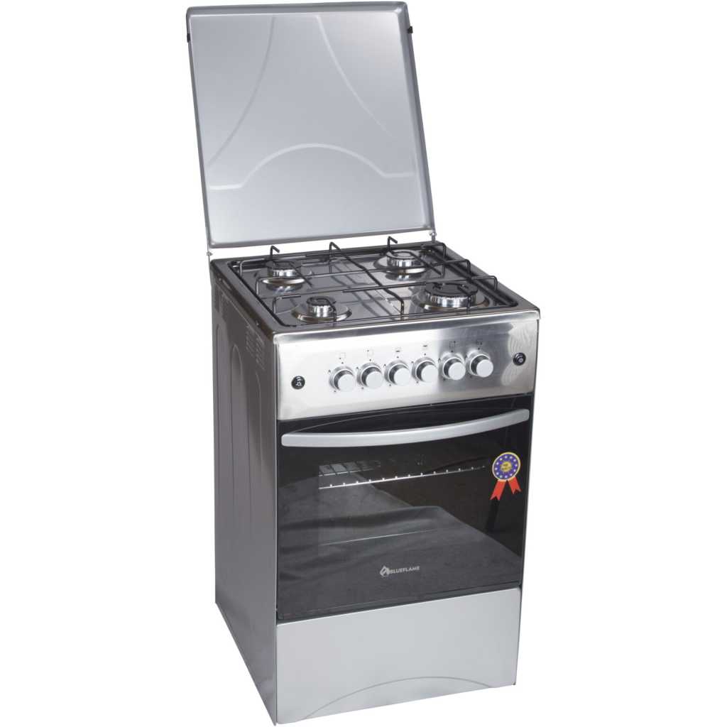 BlueFlame Full Gas Cooker S5040GR-I 50x55cm, Gas Oven & Grill, Auto Ignition, Rotisserie, Stainless Steel Body - Inox