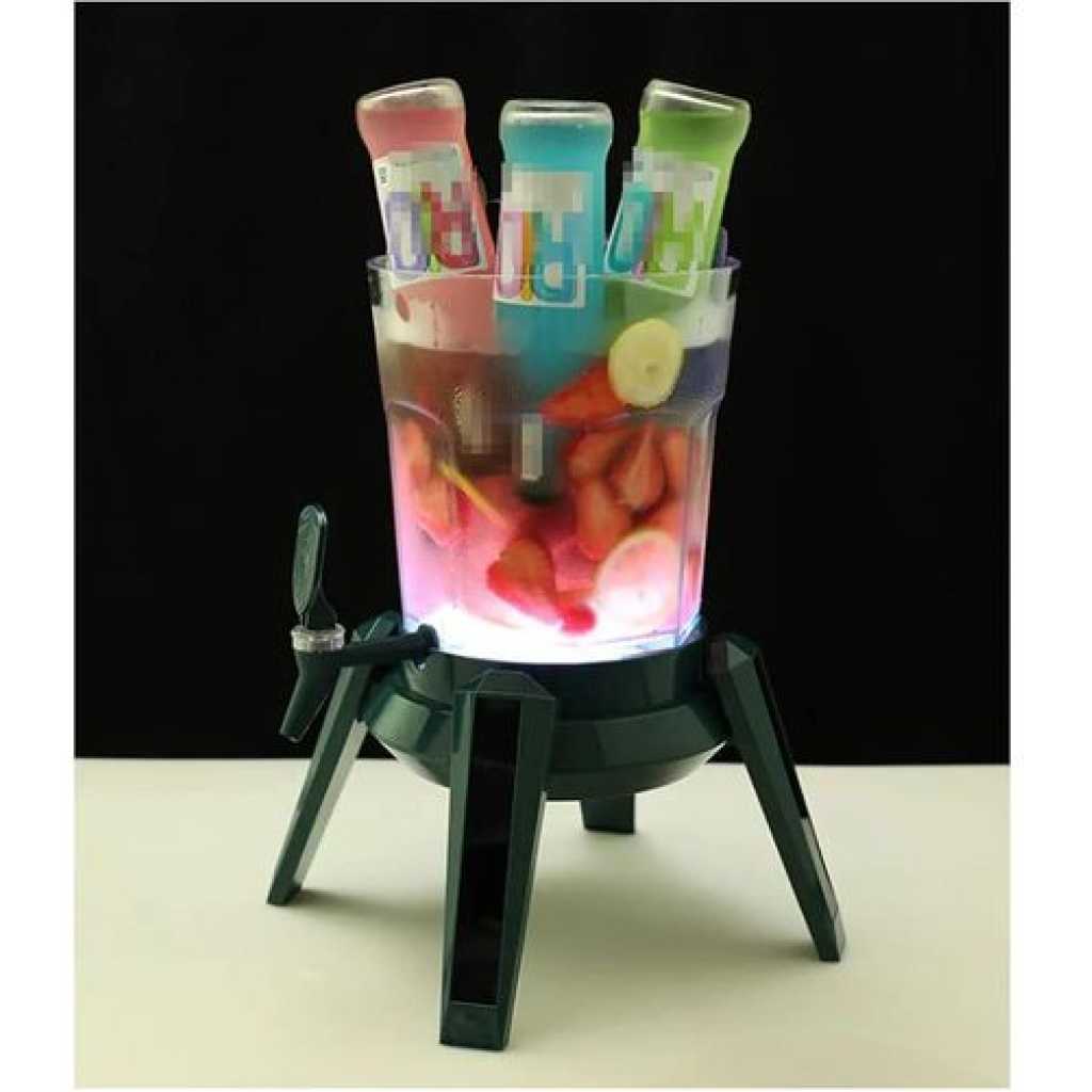 Beer Tower 3L/102oz Beverage Dispenser Distribution Wine Bar Beer Barrel Container with Ice Tube With Faucet Drink Dispenser for Barbecue Dispenser- Multicolor