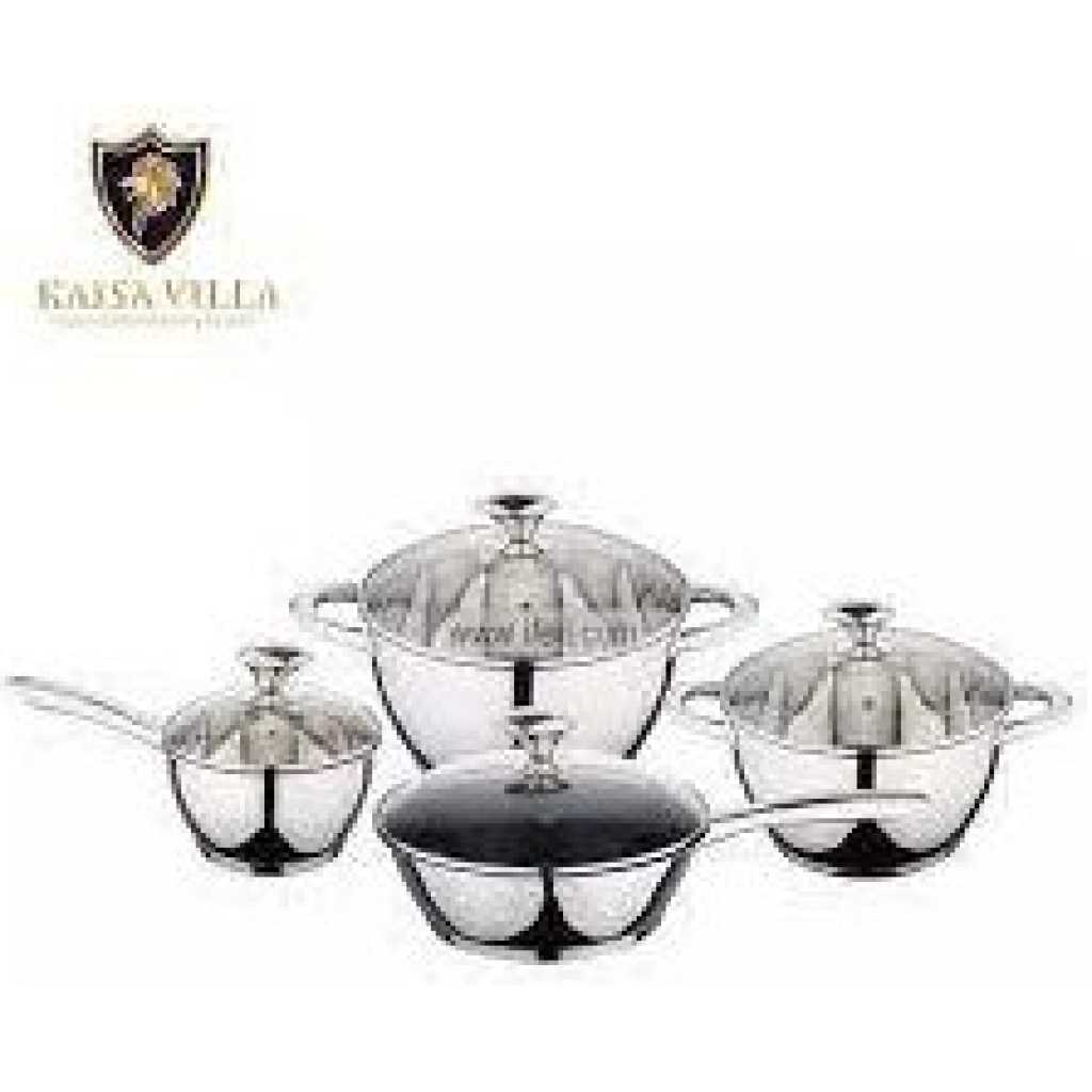 4 Pcs Stainless Steel Cookware Set with Lid Cooking Pots Saucepans Set