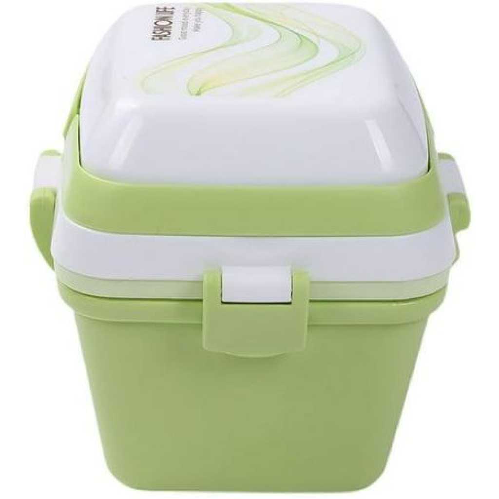 Storage Lunch Box with Hidden Handle Four-sided Buckle Mobile Phone Holder Plastic Bento Box Three Separation Food Warmer Container Box