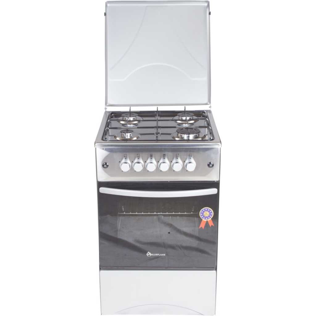BlueFlame Full Gas Cooker S5040GR-I 50x55cm, Gas Oven & Grill, Auto Ignition, Rotisserie, Stainless Steel Body - Inox